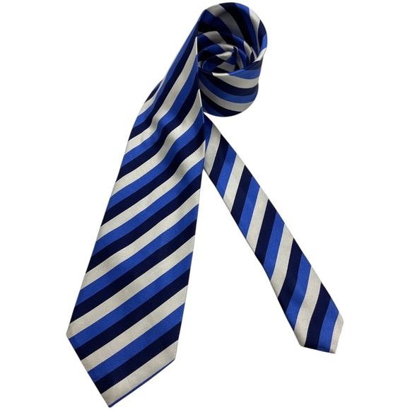 PAUL SMITH Blue/White Striped Silk LUXURY Tie ITALY - Picture 1 of 4